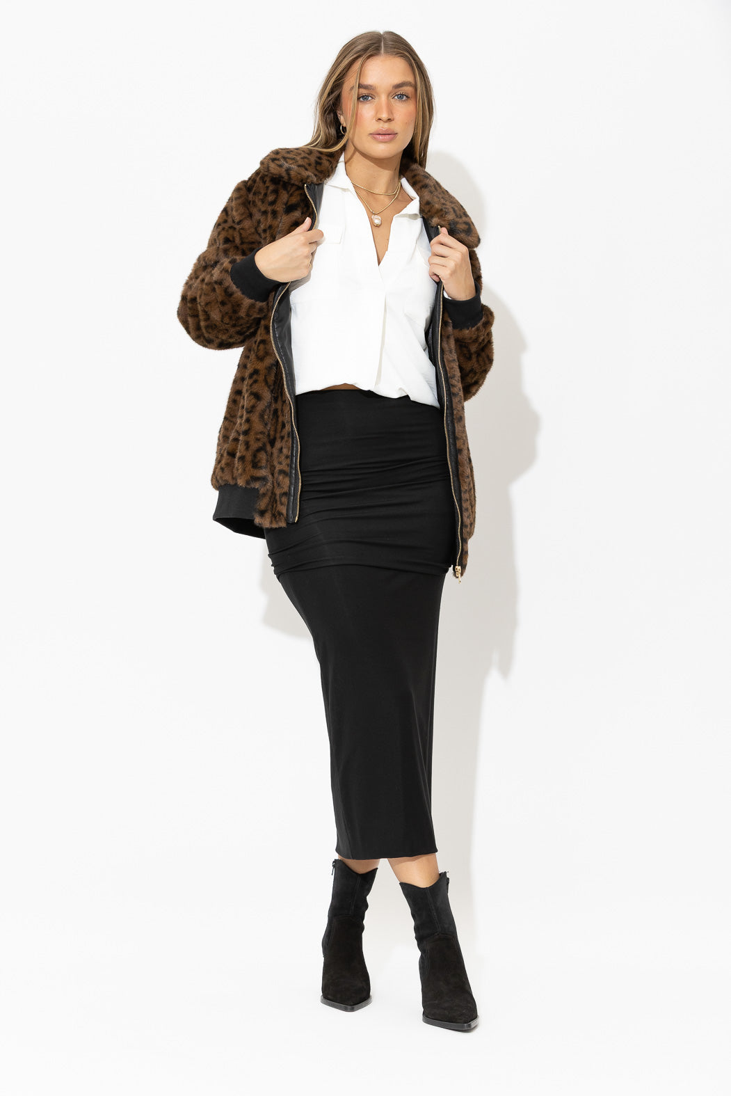 Black Tencel Roll Top Skirt