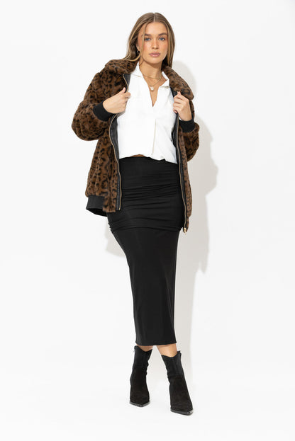Black Tencel Roll Top Skirt