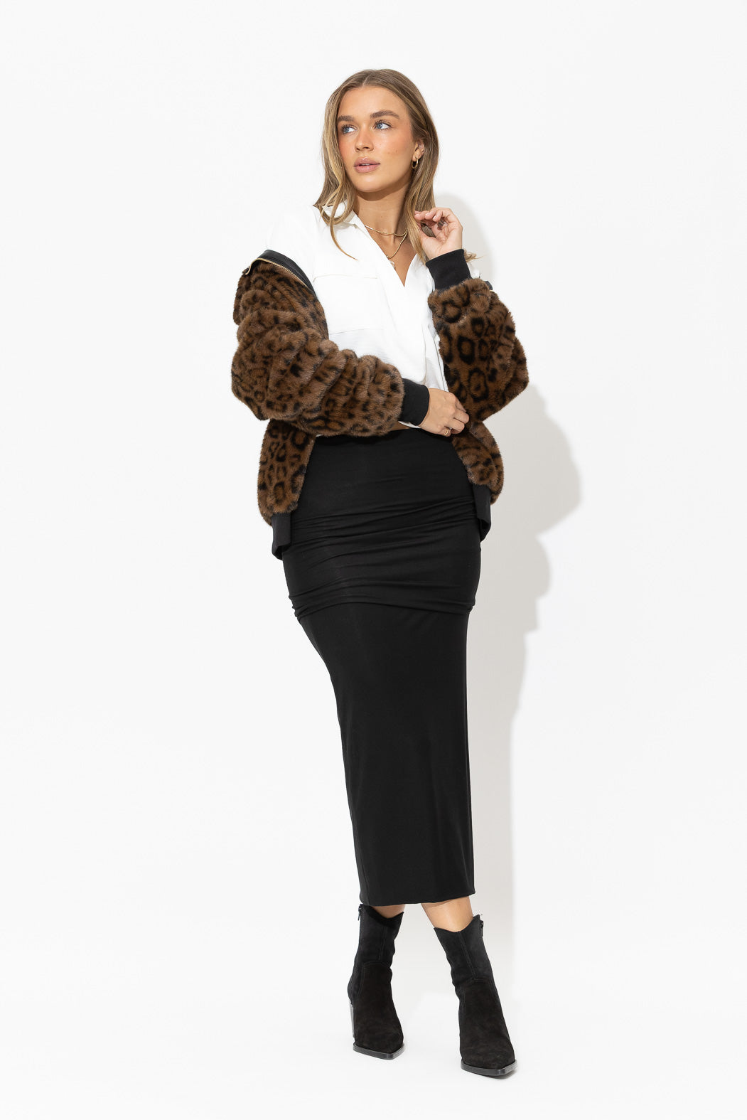 Black Tencel Roll Top Skirt