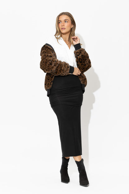 Black Tencel Roll Top Skirt