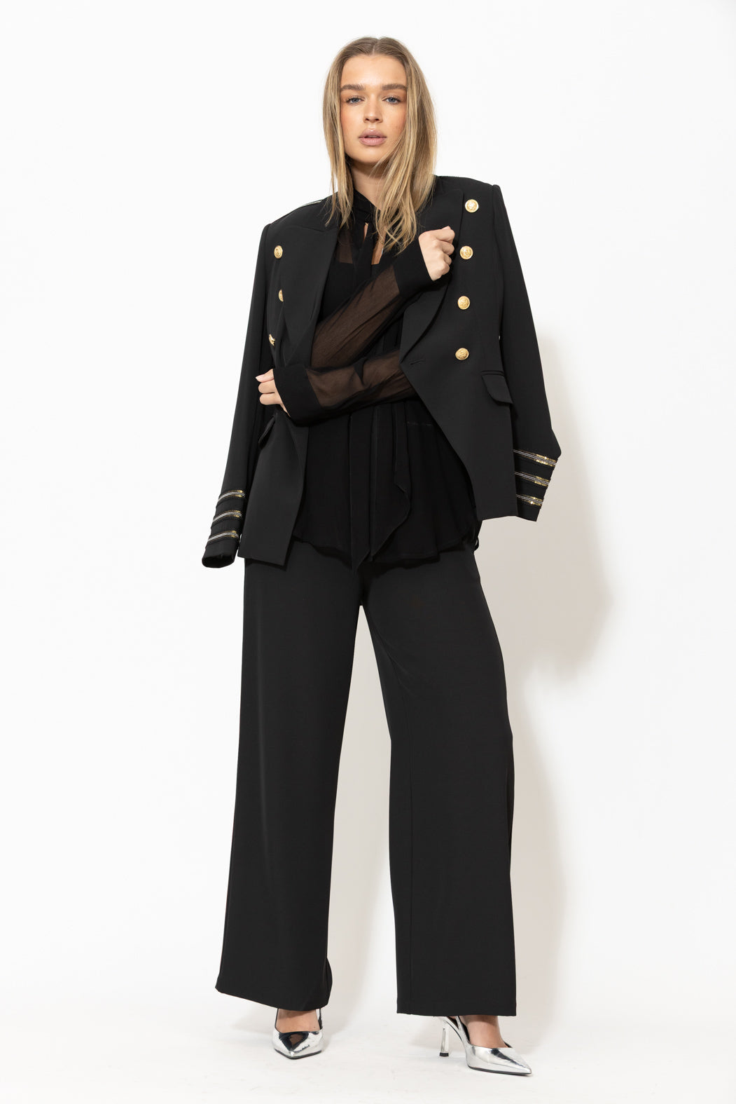 Black Viscose Scarf Shirt