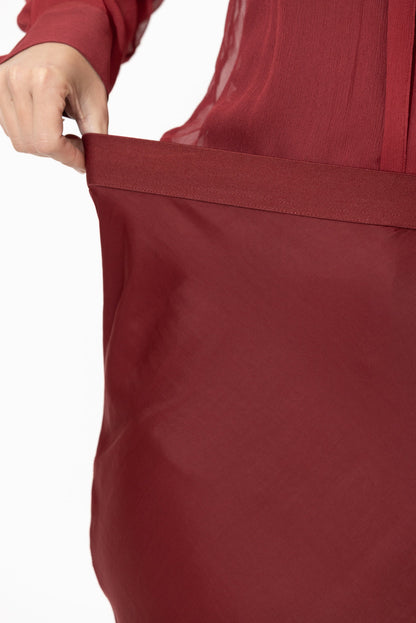 Burgundy Glow Lace Bias Skirt