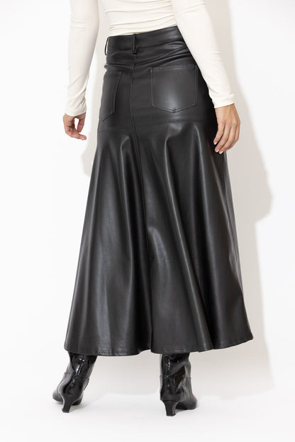 Black Faux Leather Ocean Skirt