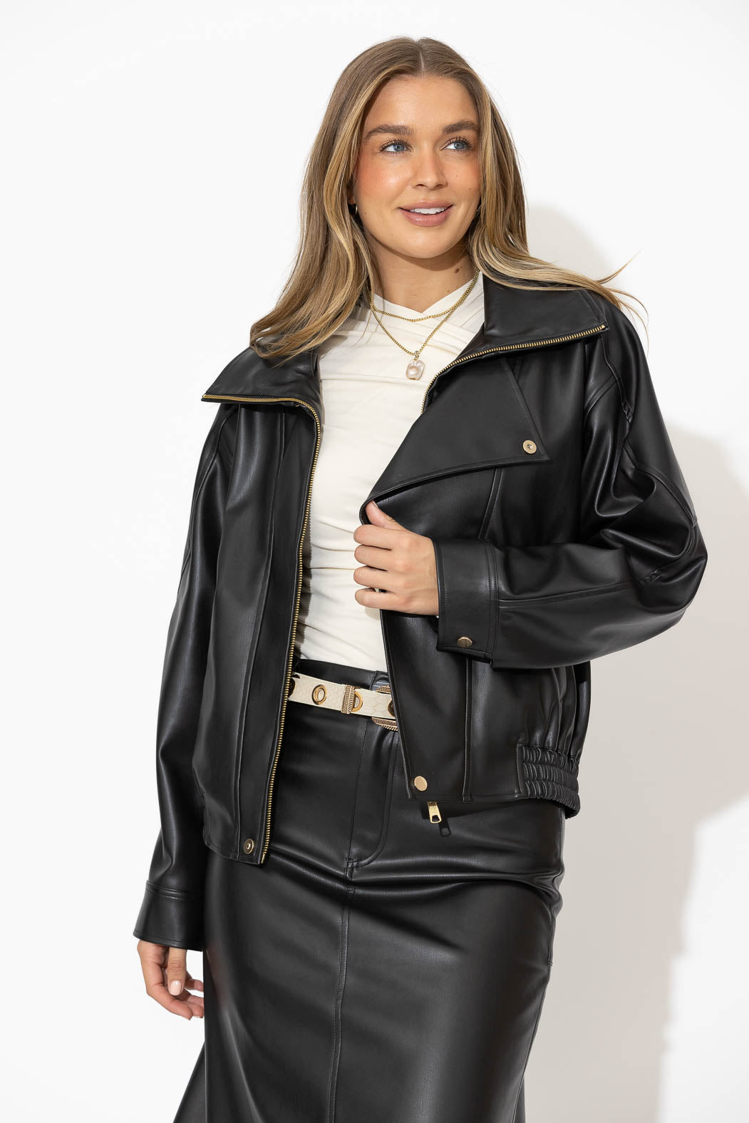 Black Faux Leather Biker Jacket