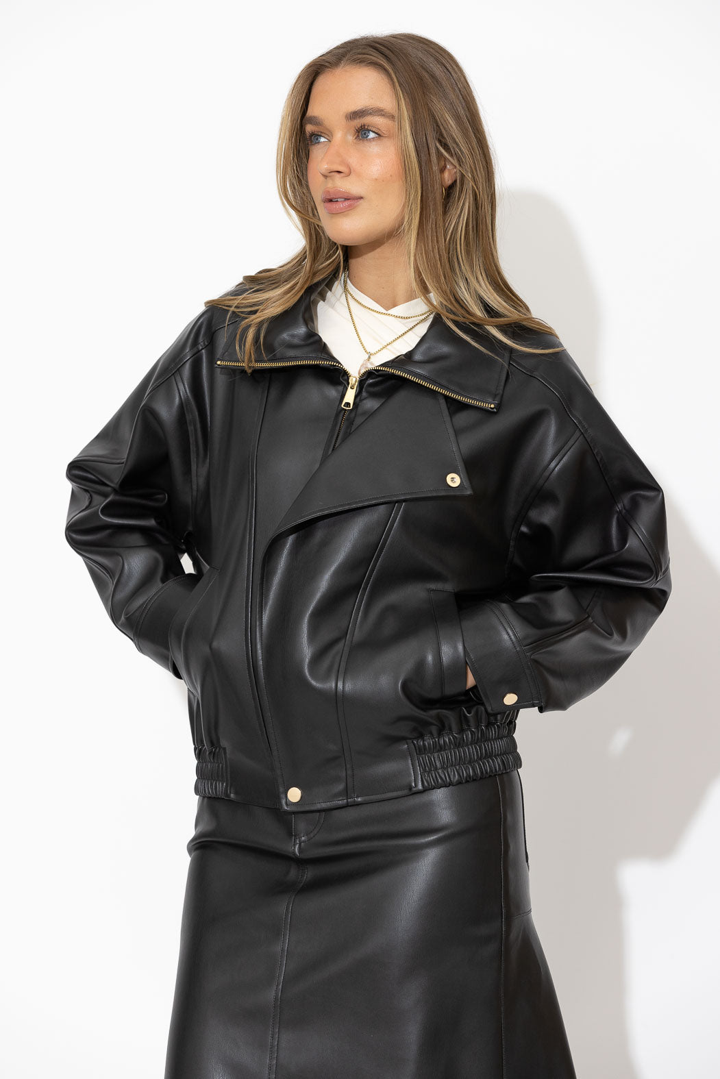 Black Faux Leather Biker Jacket