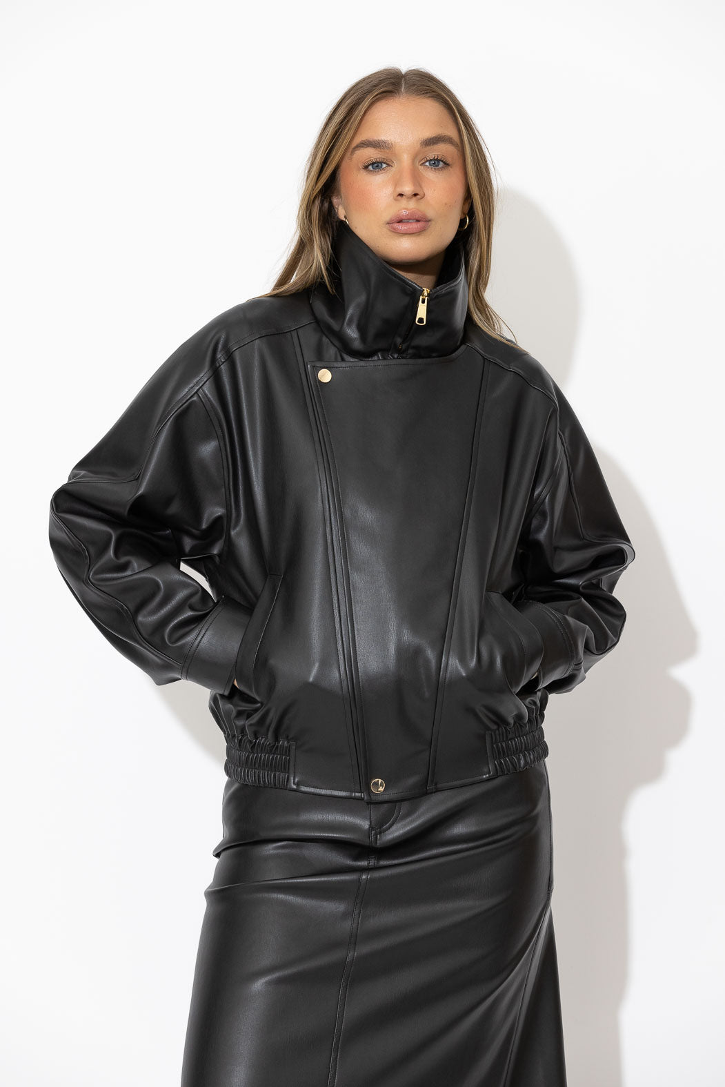 Black Faux Leather Biker Jacket