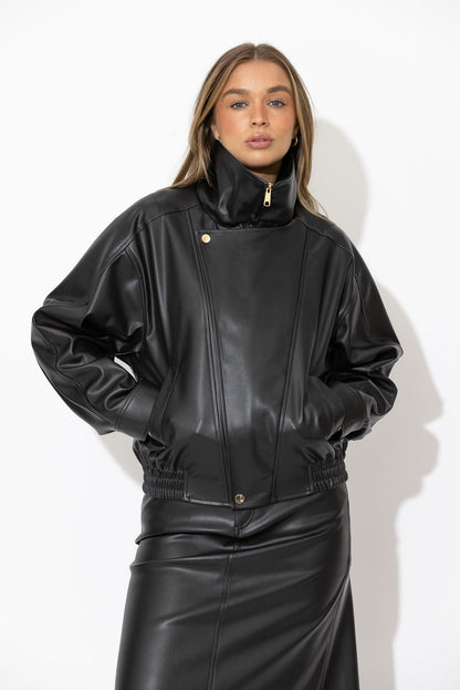Black Faux Leather Biker Jacket