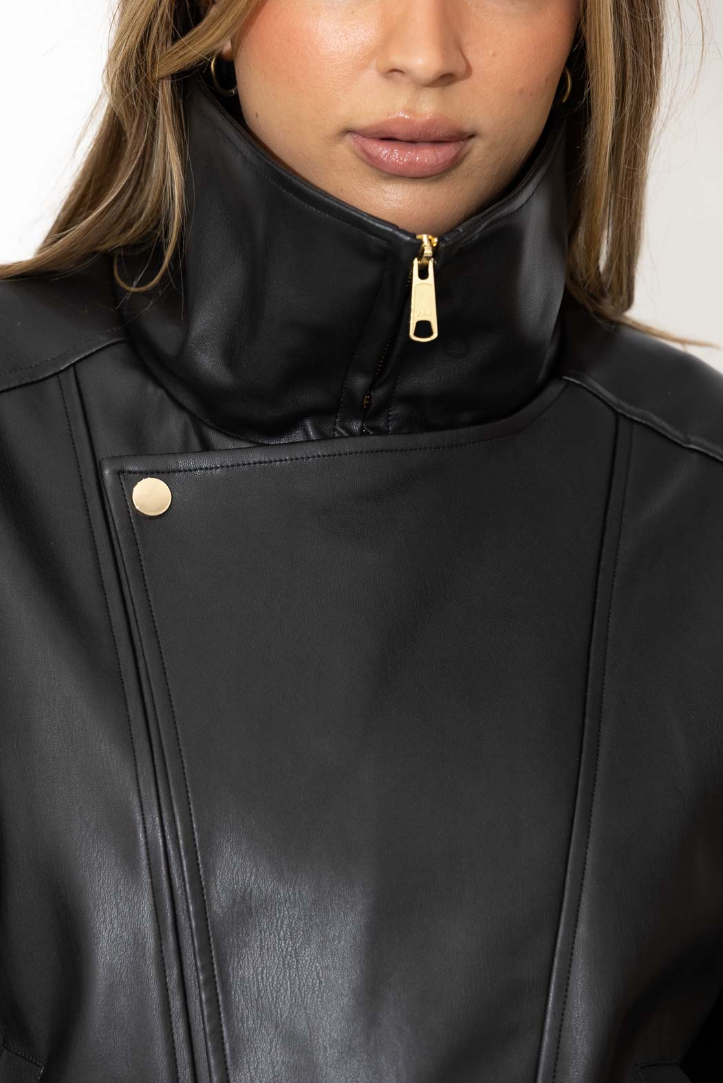 Black Faux Leather Biker Jacket