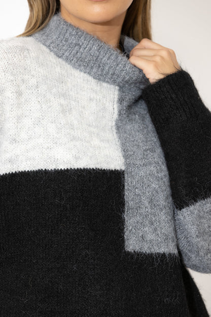 Charcoal Fluffy Patchwork Jumper