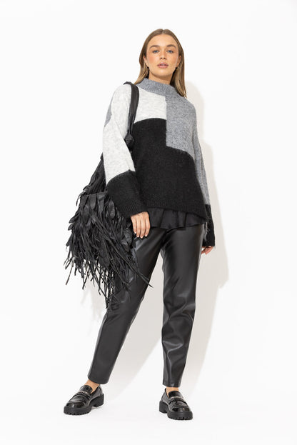 Black Faux Leather Paperbag Pant