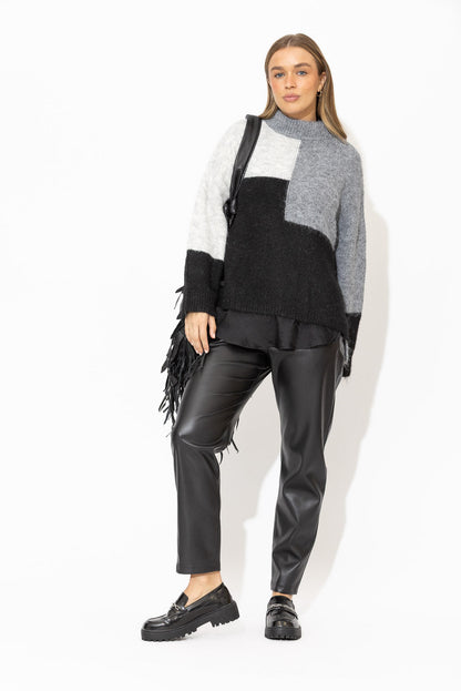 Black Faux Leather Paperbag Pant