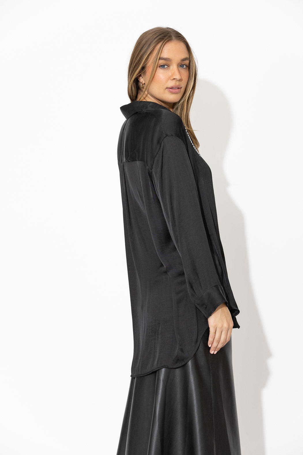 Black Studded Oversized Shirt