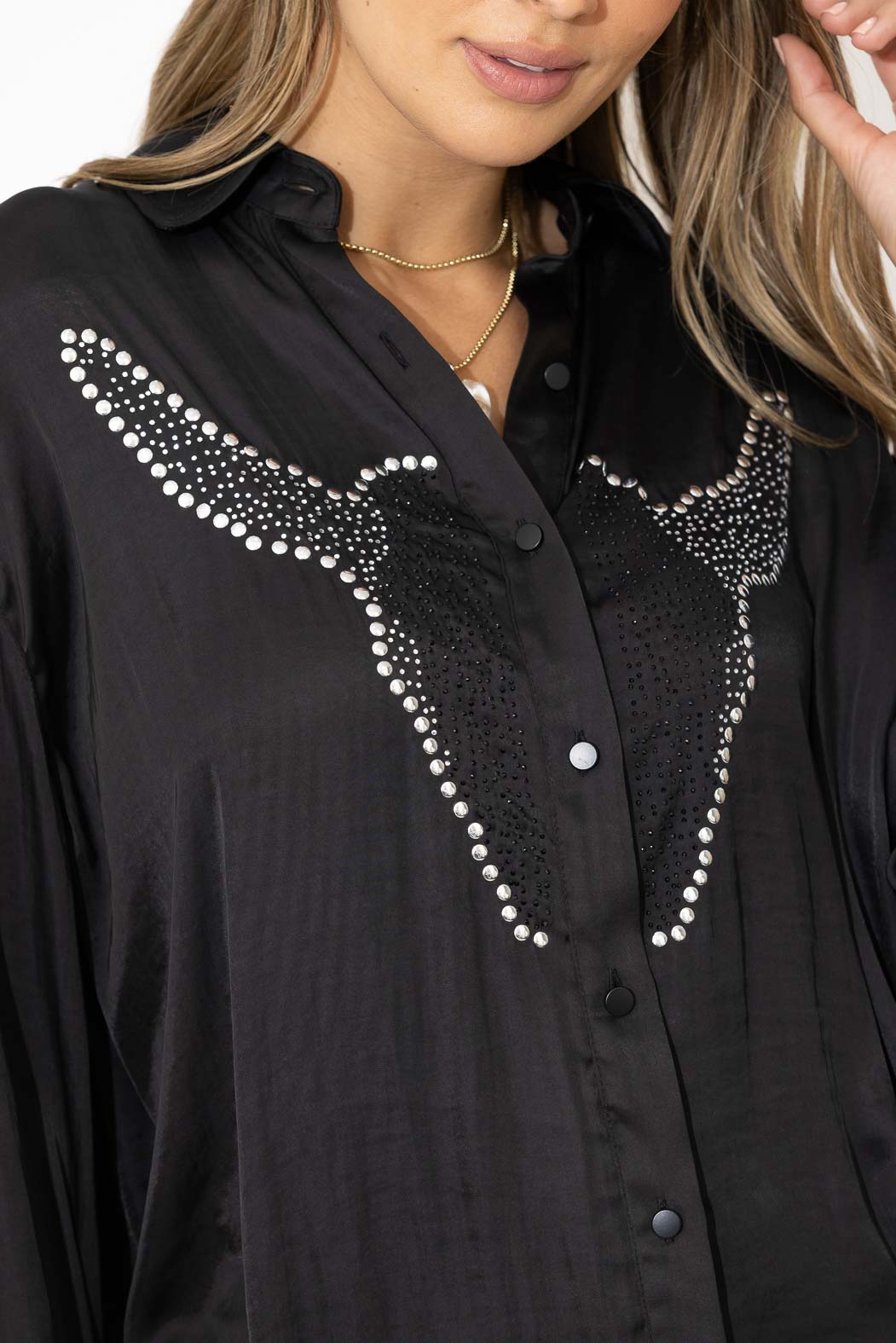 Black Studded Oversized Shirt
