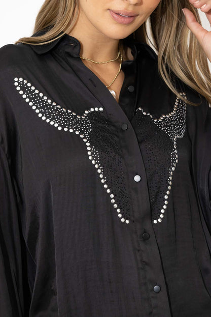 Black Studded Oversized Shirt