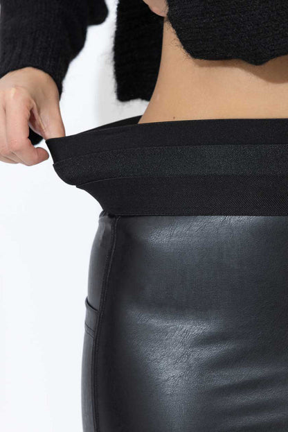Black Faux Leather Waist Shaper Miracle Skirt