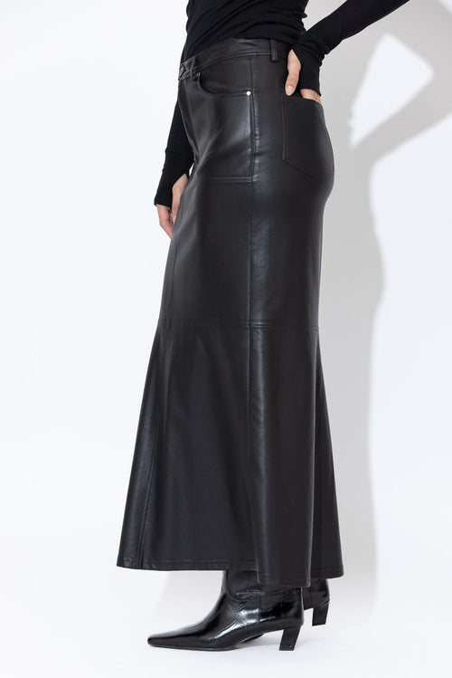 Black Faux Leather Fishtail Skirt