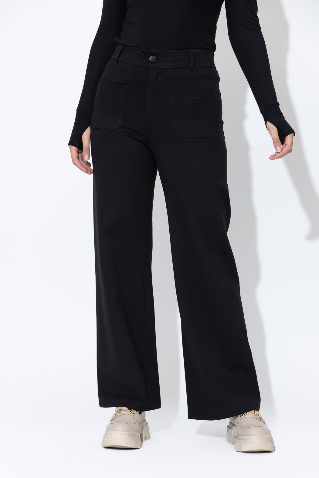 Black Ponte Pocket Pant