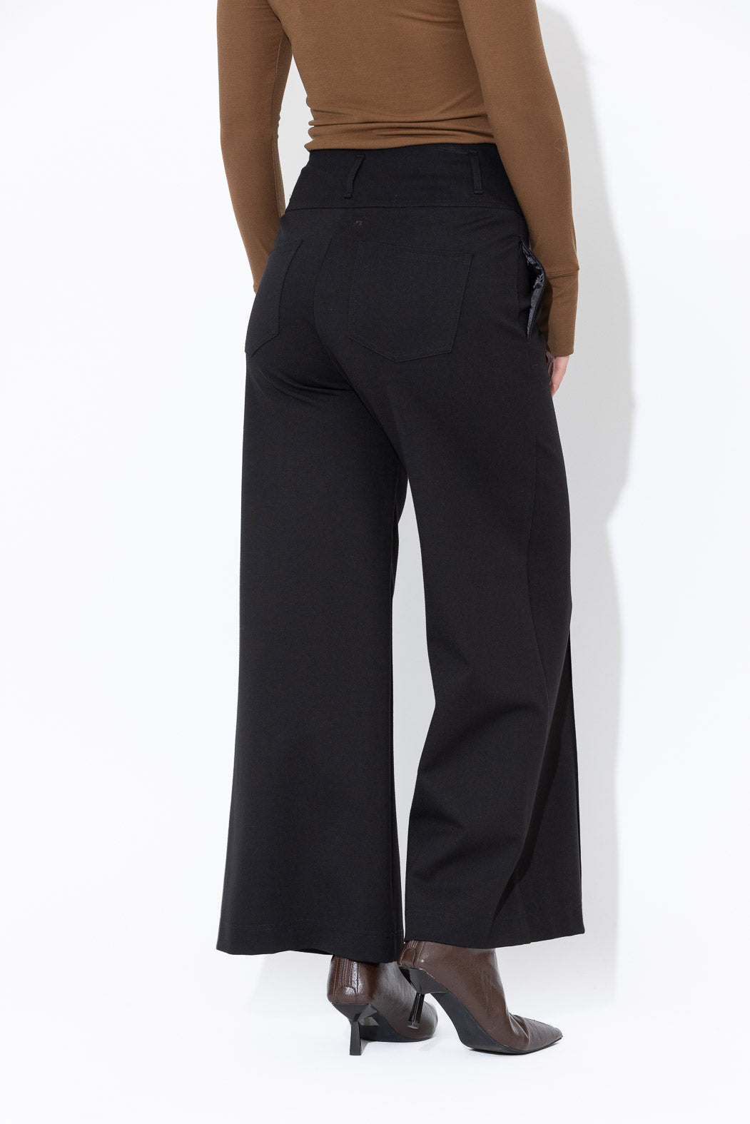 Black Ponte Pintuck Culotte