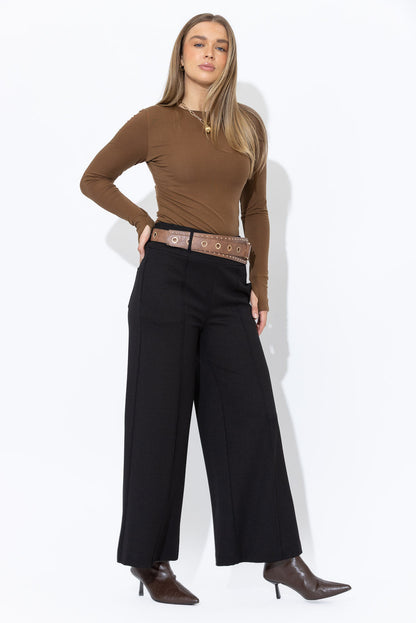 Black Ponte Pintuck Culotte
