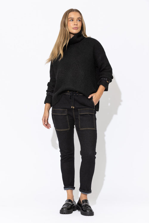 Black Roll Neck Jumper