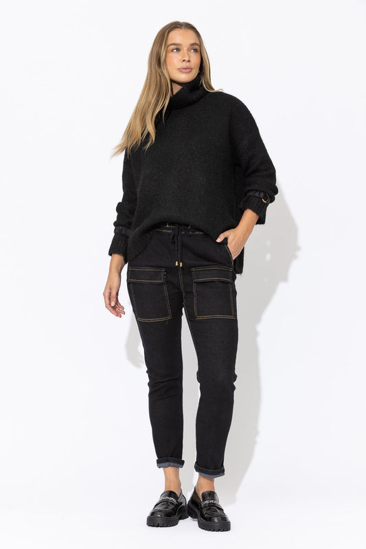 Black Roll Neck Jumper
