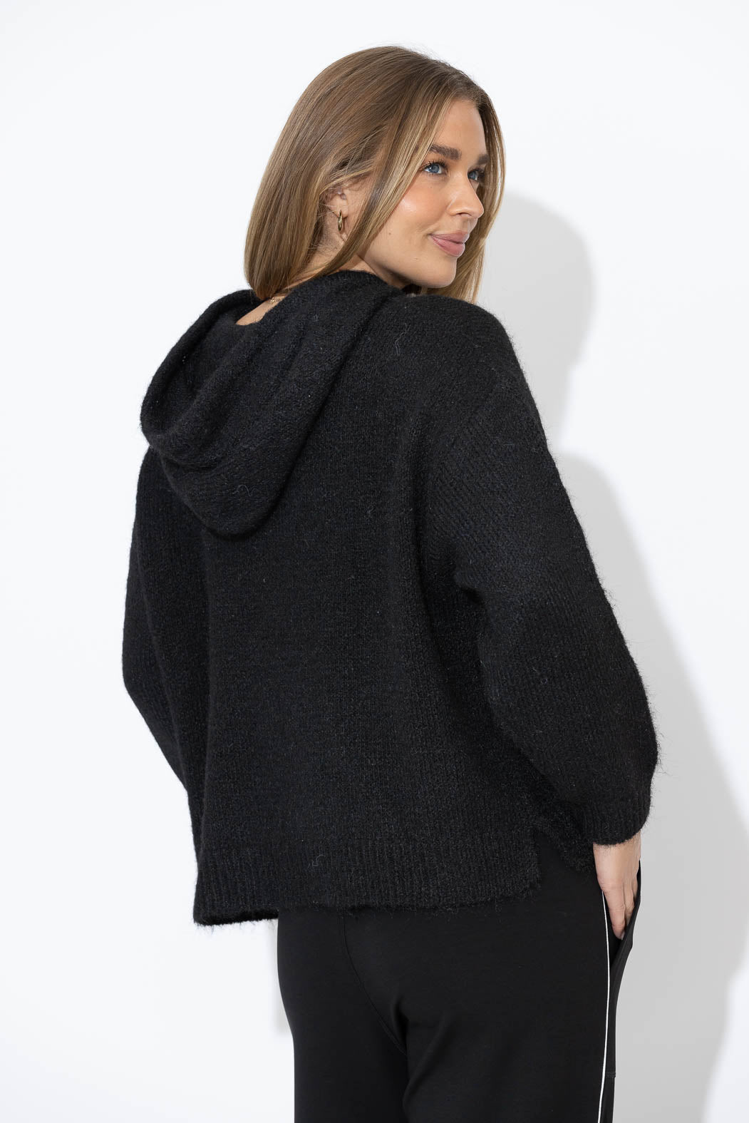 Black Top Dog Hooded Jumper