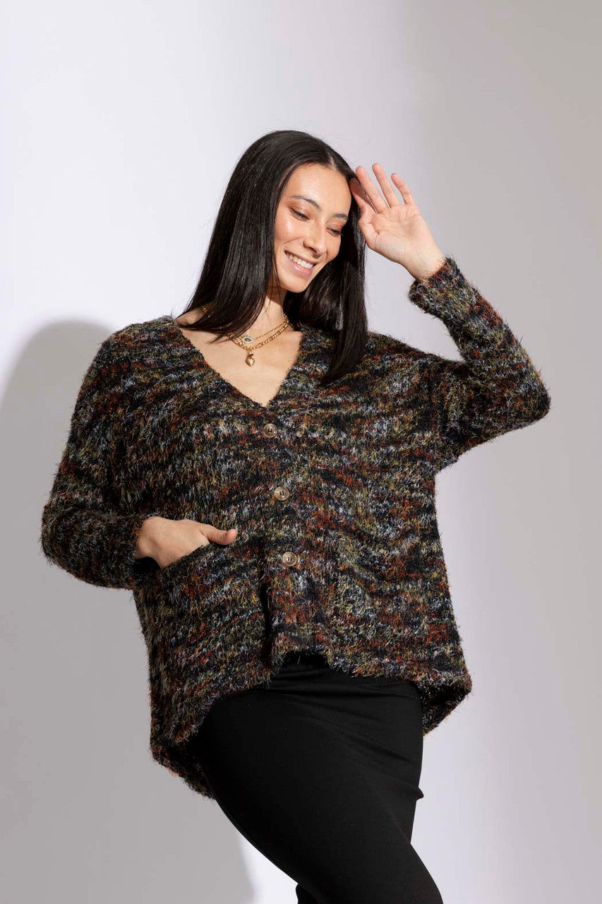 Black Speckle Pocket Cardi- SALE