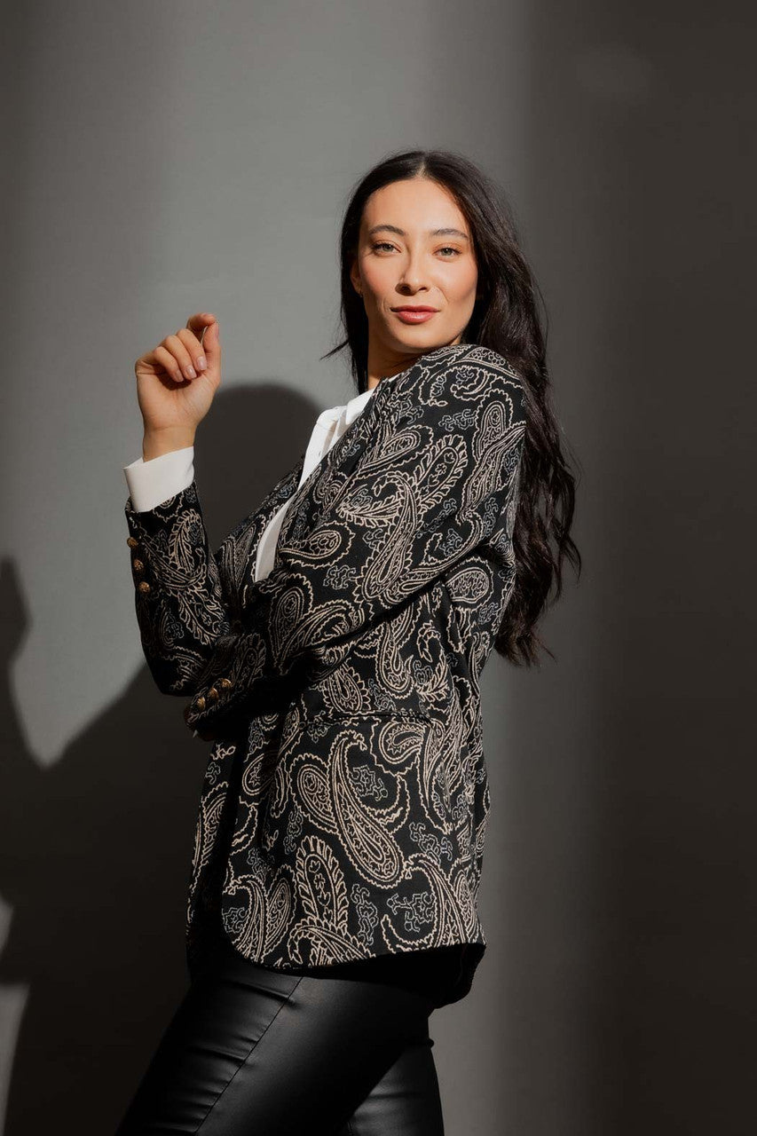 Black Paisley Oversized Blazer