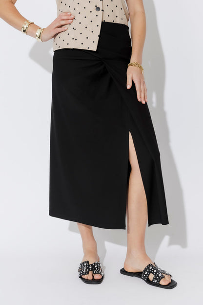 Black Drape Front Skirt