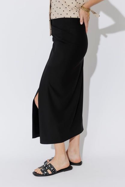 Black Drape Front Skirt