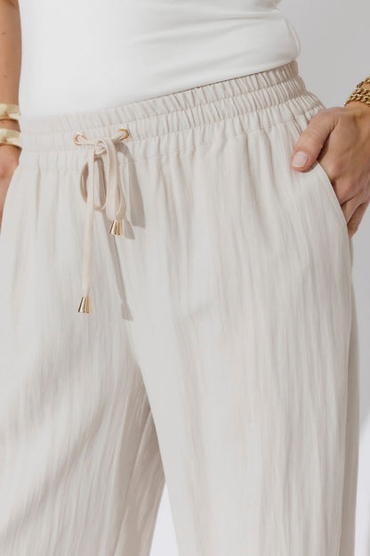 Beige Leisure Drawstring Pant