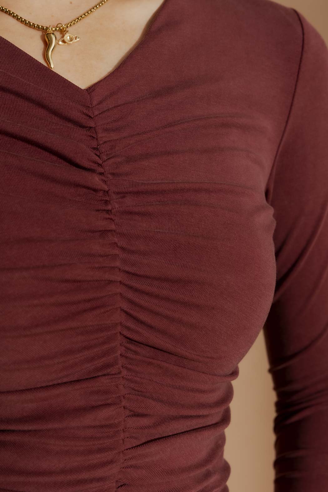 Burgundy Tencel Ruched Top