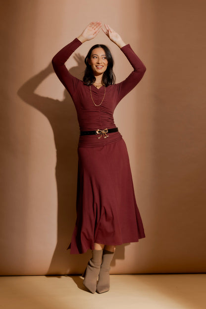 Burgundy Tencel Ruched Top