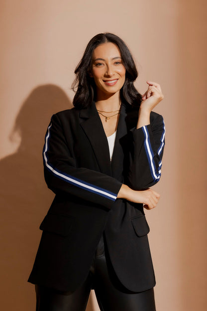 Black Stripe Boyfriend Blazer
