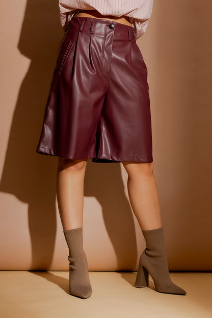 Burgundy Pu Cleo Short