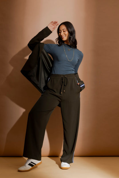 Blue Tencel Mock Neck Top