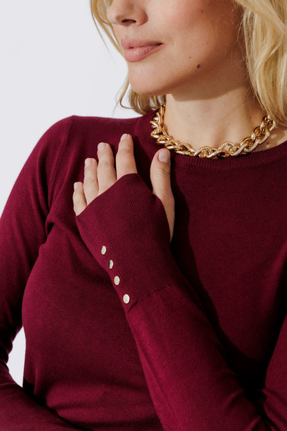 Burgundy Fine Knit Crew Top
