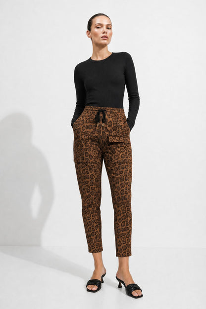 Brown Animal Pull On Cargo Pant