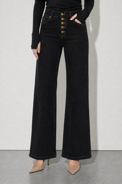 Black Button Front Jean