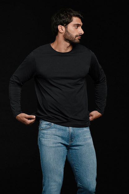 Long Sleeve Curved Hem T-Shirt | Black