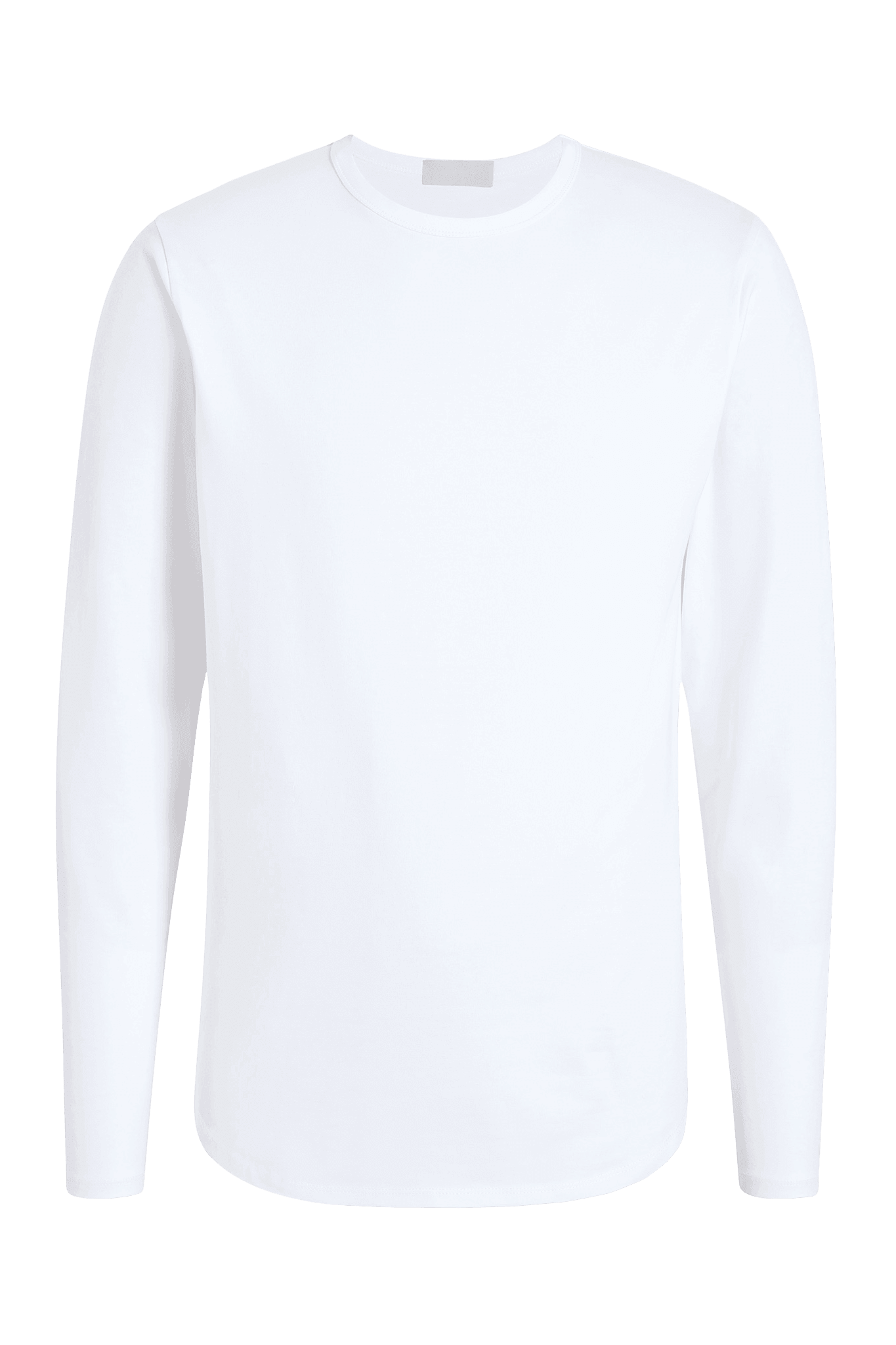 Long Sleeve Curved Hem T-Shirt | White