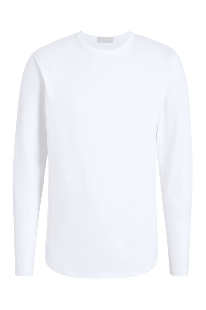 Long Sleeve Curved Hem T-Shirt | White