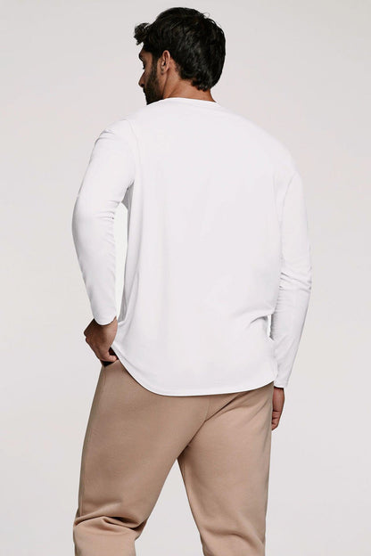 Long Sleeve Curved Hem T-Shirt | White