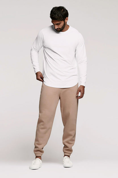 Long Sleeve Curved Hem T-Shirt | White