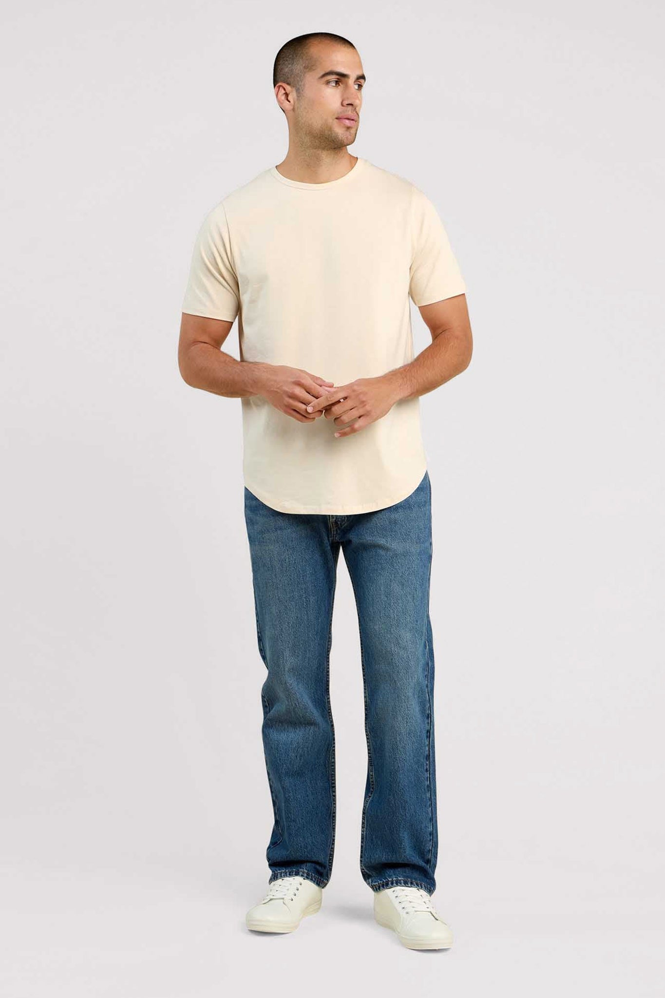 Short Sleeve Curved Hem T-Shirt | Bone