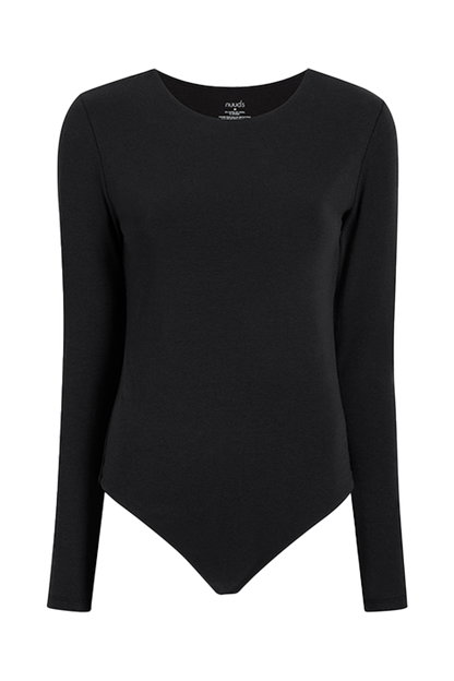 Long Sleeve Crewneck Bodysuit | Black