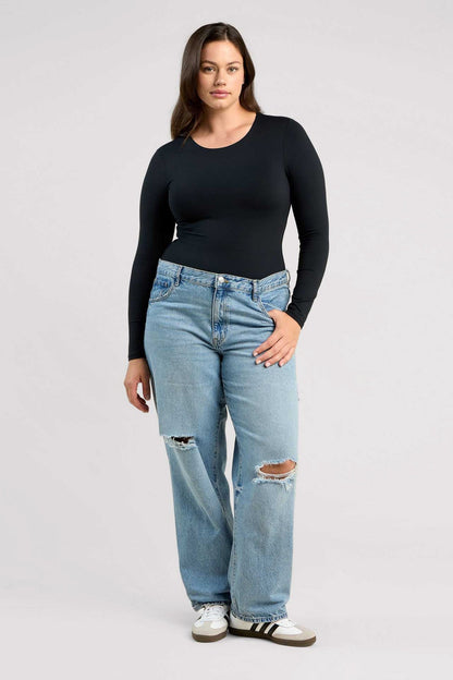 Long Sleeve Crewneck Bodysuit | Black
