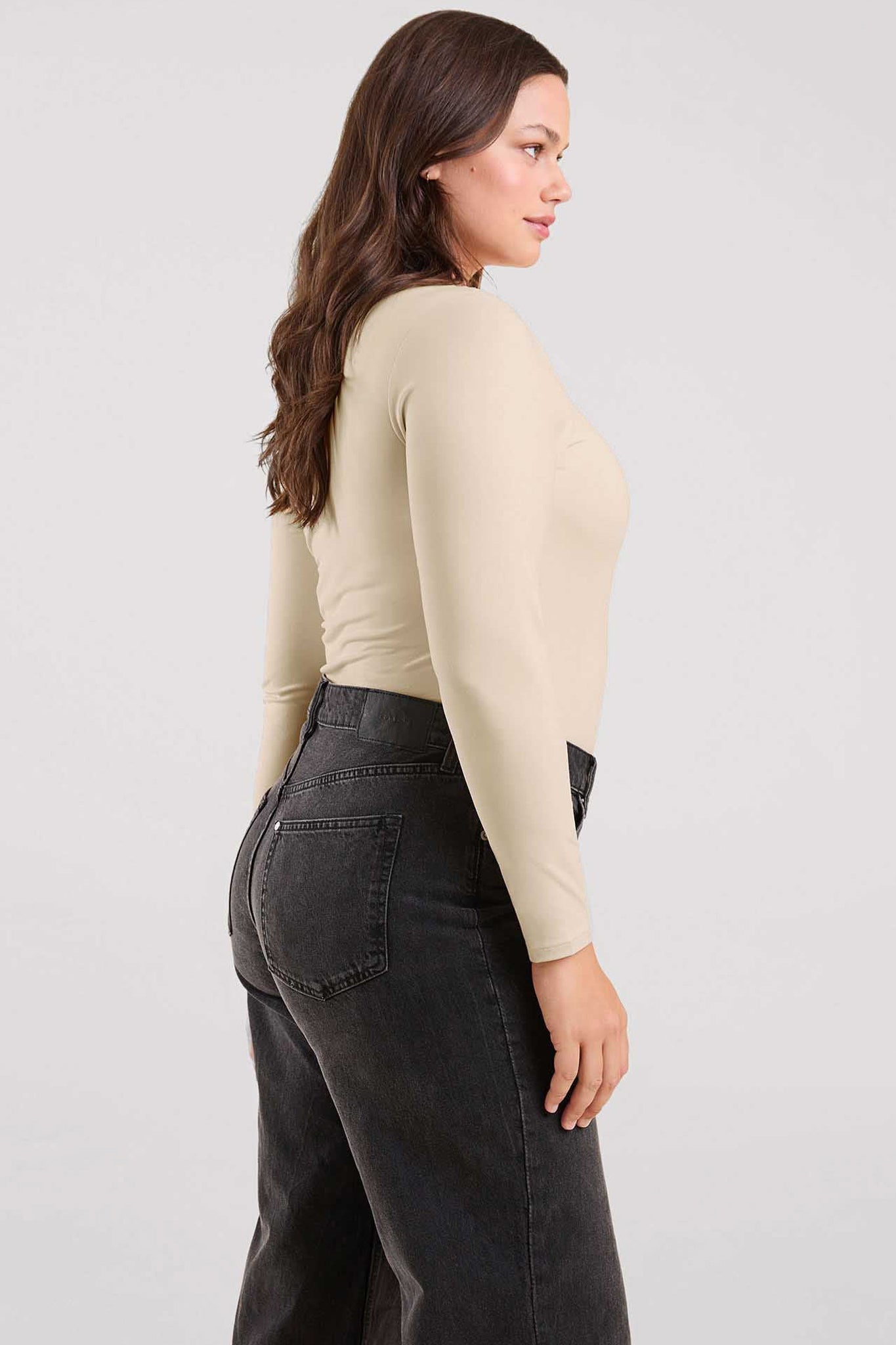 Long Sleeve Crewneck Bodysuit | Bone