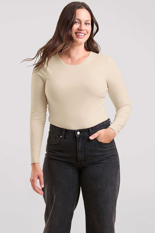Long Sleeve Crewneck Bodysuit | Bone