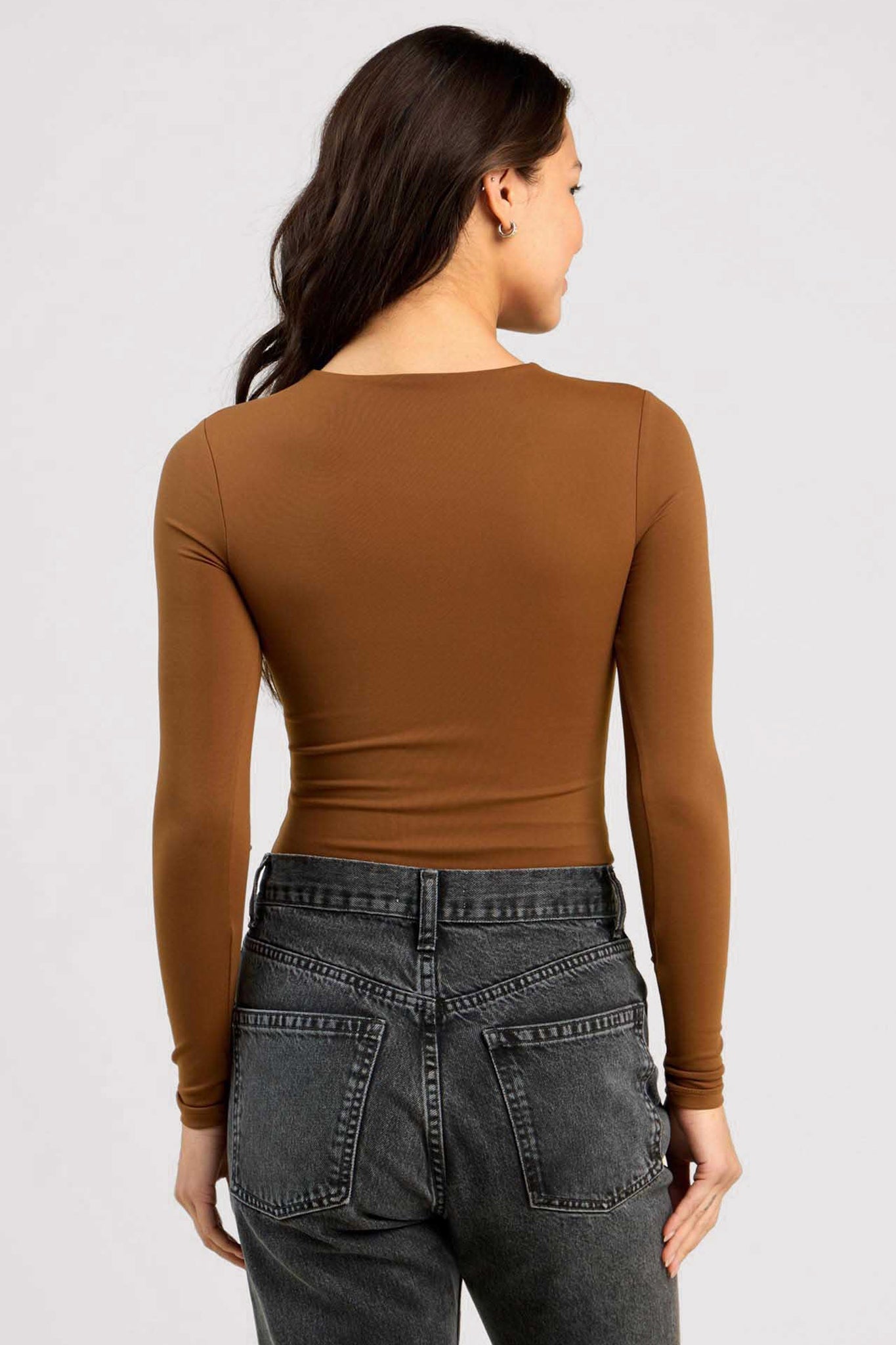 Long Sleeve Crewneck Bodysuit | Chocolate